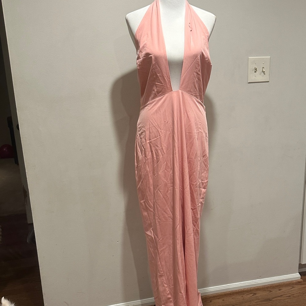 Express Blush Backless Halter Dress